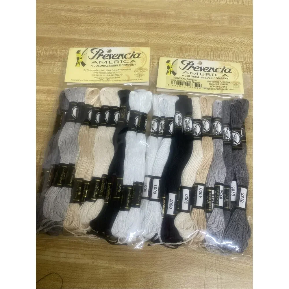 Pair (2) Presencia Pearl Cotton Thread Neutral Sampler Pack Basic 18x2 Skeins